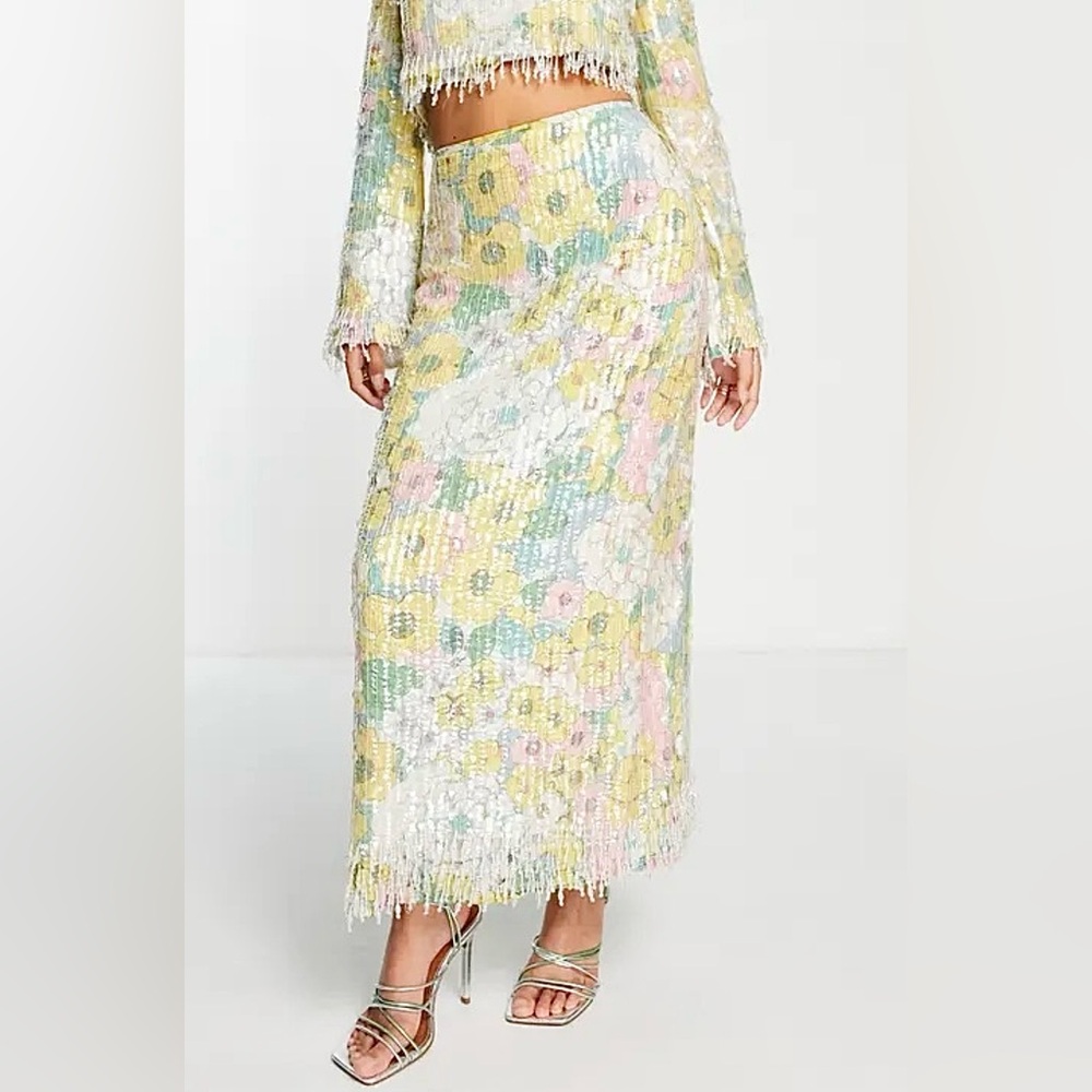 Floral Sequin Skirt